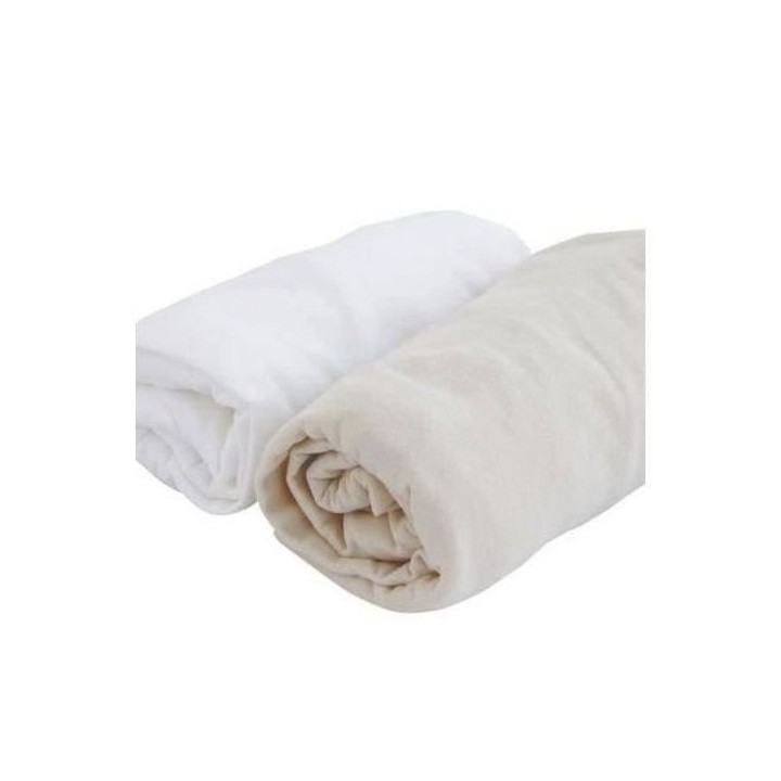 DOMIVA Lot de 2 draps housse Blanc/Jaune 60x120 cm