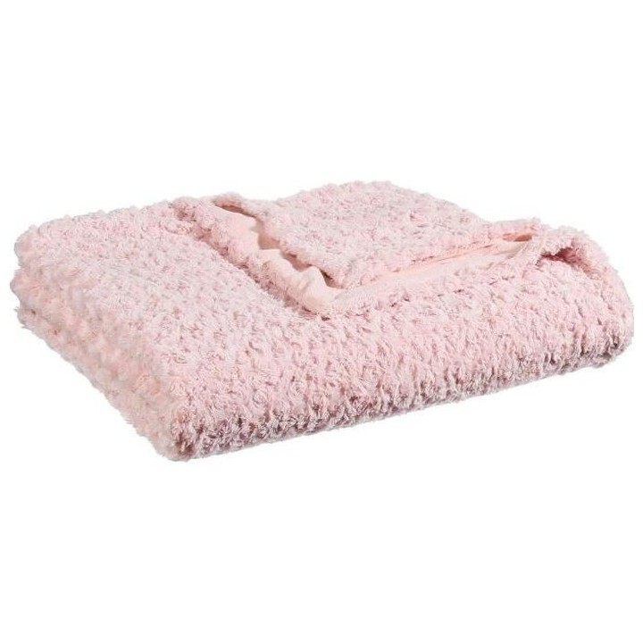 Plaid fourrure bouclée - 180 x 230 cm - Rose