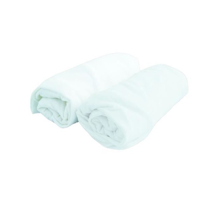 DOMIVA Lot 2 Draps housse Uni - Jersey - oeko-Tex - Blanc - 60 x 120 c