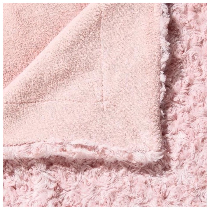 Plaid fourrure bouclée - 180 x 230 cm - Rose