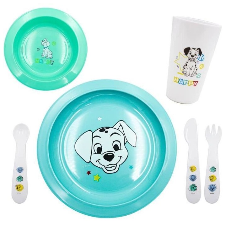 Coffret repas DISNEY 101 DALMATIENS - Assiette+Bol+Gobelet+Couverts -