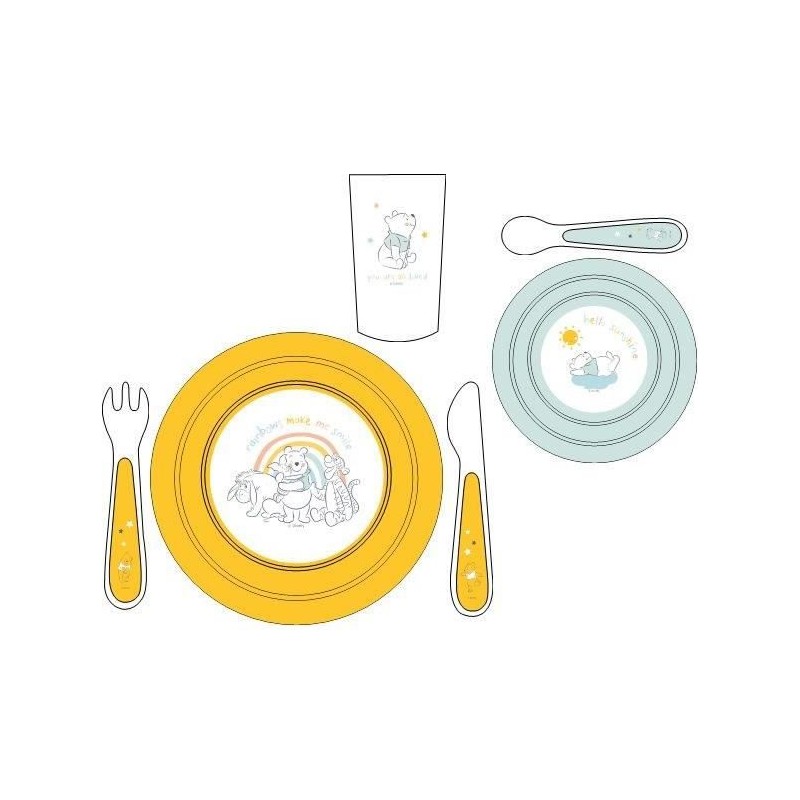 Coffret repas DISNEY WINNIE UP IN THE SKY - Assiette+Bol+Gobelet+Couverts - Polypropylene