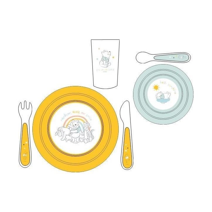 Coffret repas DISNEY WINNIE UP IN THE SKY - Assiette+Bol+Gobelet+Couve