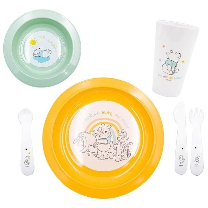 Coffret repas DISNEY WINNIE UP IN THE SKY - Assiette+Bol+Gobelet+Couve