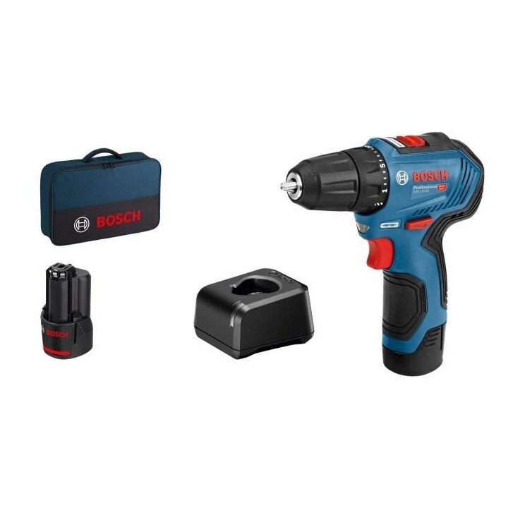 Perceuse visseuse Bosch Professional GSR 12V-30 + 2 batteries 2,0Ah +