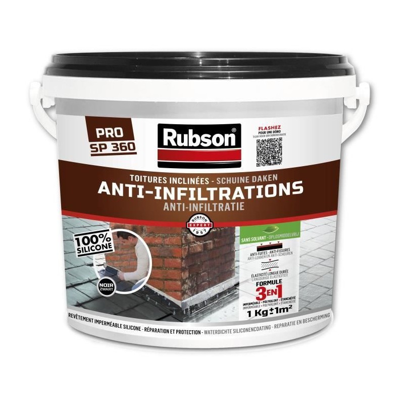 RUBSON Anti-infiltrations Toutes Toitures Noir 1kg