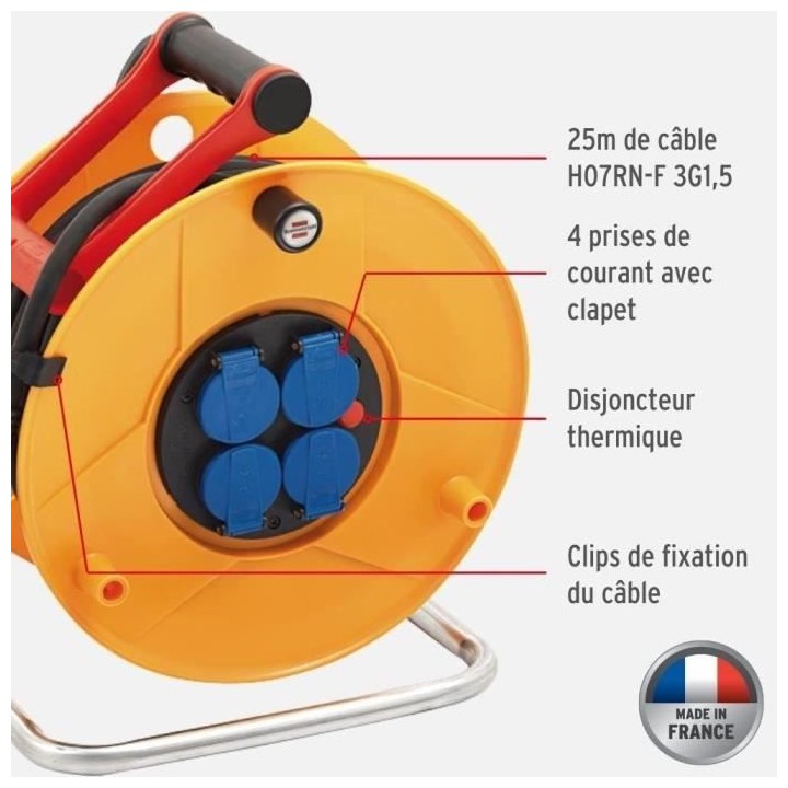 BRENNENSTUHL Enrouleur standard pro 25m H07RN-F 3G1.5