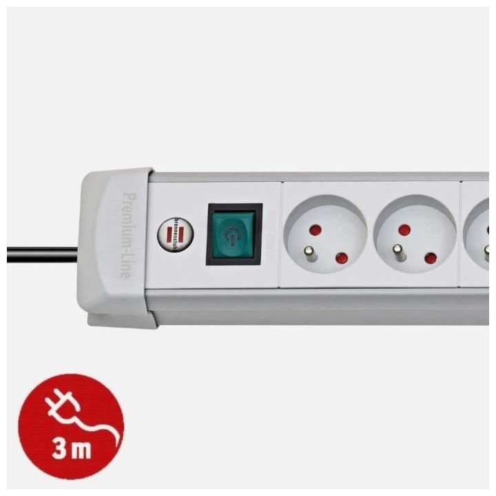 Brennenstuhl Premium Plus Bloc Multiprise Gris 6 Prises 3m avec Interr
