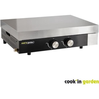 Plancha gaz FINESTA 2 brûleurs inox - Allumage intégré - Cuve acier