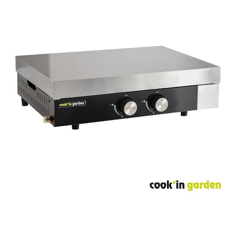 Plancha gaz FINESTA 2 brûleurs inox - Allumage intégré - Cuve acier - Surface de cuisson 66x56