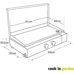 Plancha gaz FINESTA 2 brûleurs inox - Allumage intégré - Cuve acier - Surface de cuisson 66x56