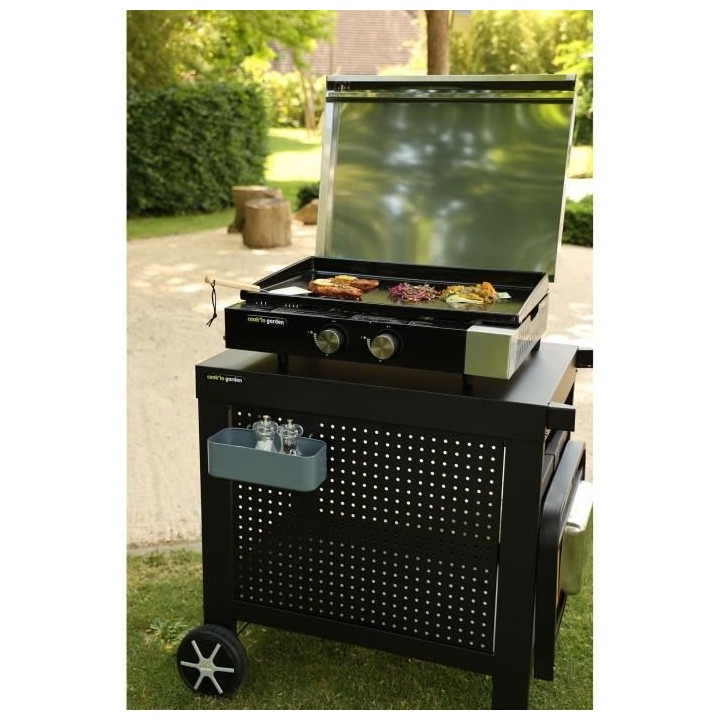 Plancha gaz FINESTA 2 brûleurs inox - Allumage intégré - Cuve acier