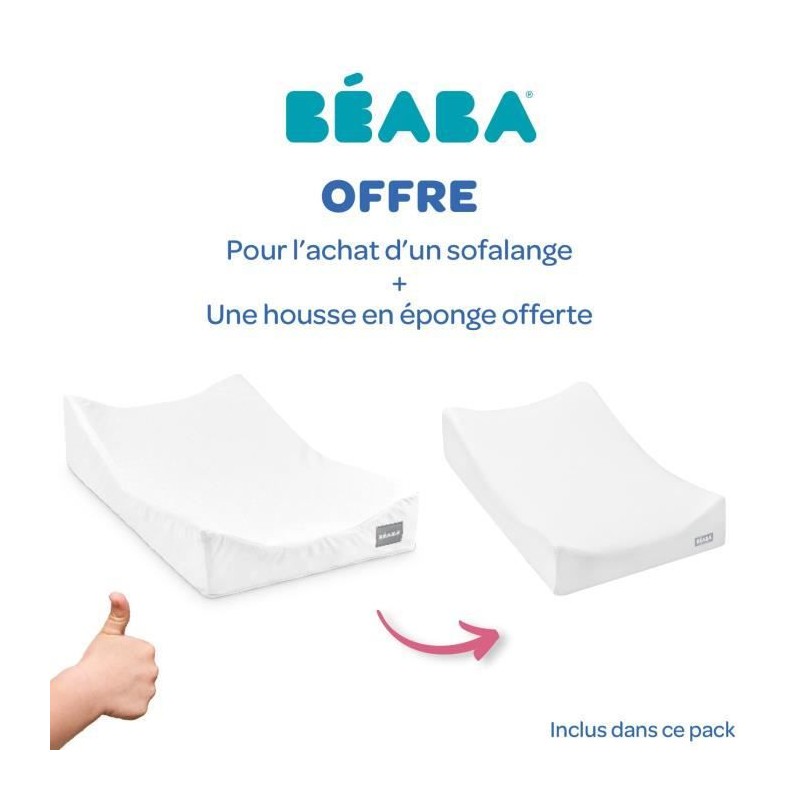 BEABA, Matelas a langer Sofalange + Drap housse éponge non imperméable, blanc