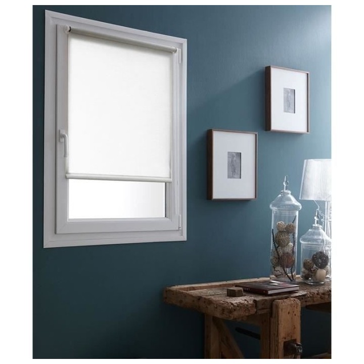 MADECOSTORE Store Enrouleur Tamisant Uni Sans percer - Blanc perle - L