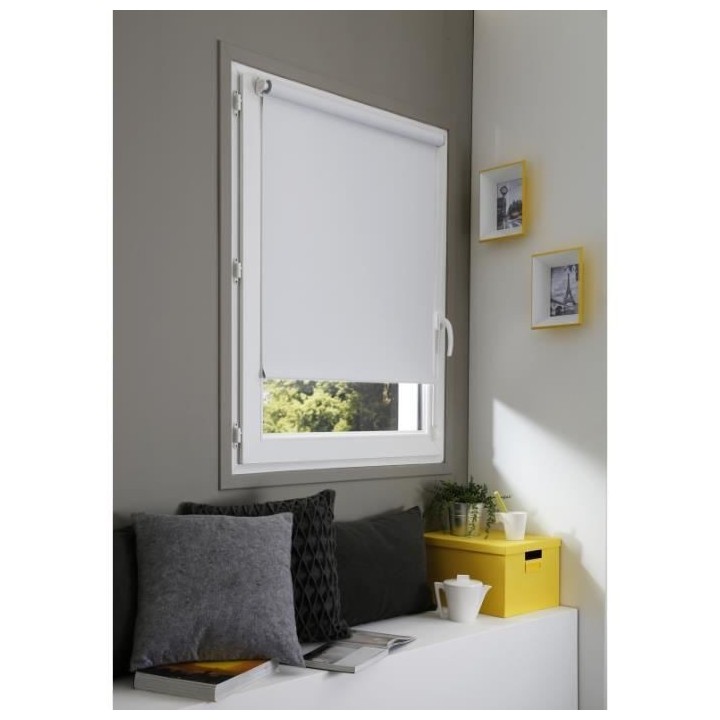 MADECOSTORE Store Enrouleur Occultant Sans percer - Blanc perle - L71