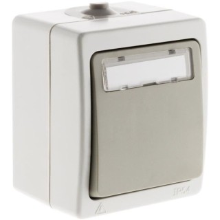 AJ VAPE - Akya - Bouton poussoir porte étiquette - IP54 - Gris clair