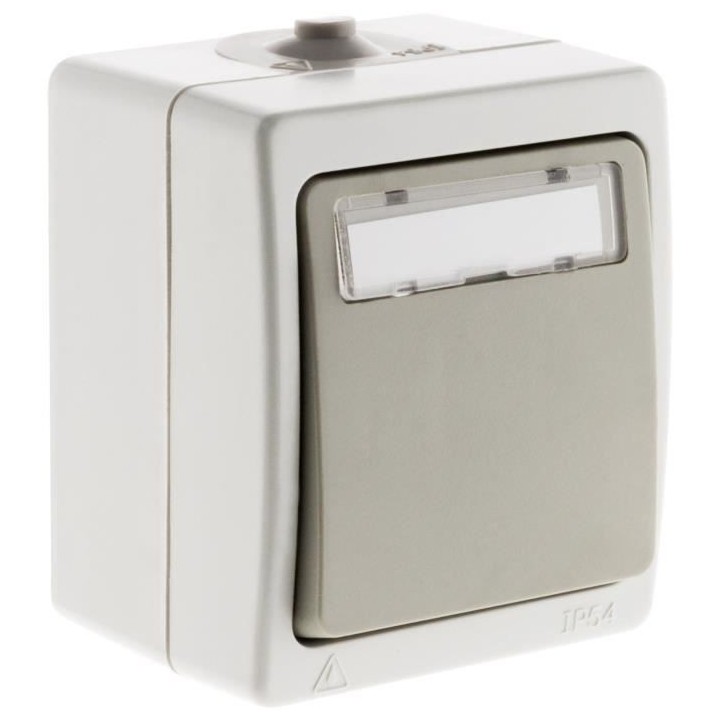 AJ VAPE - Akya - Bouton poussoir porte étiquette - IP54 - Gris clair