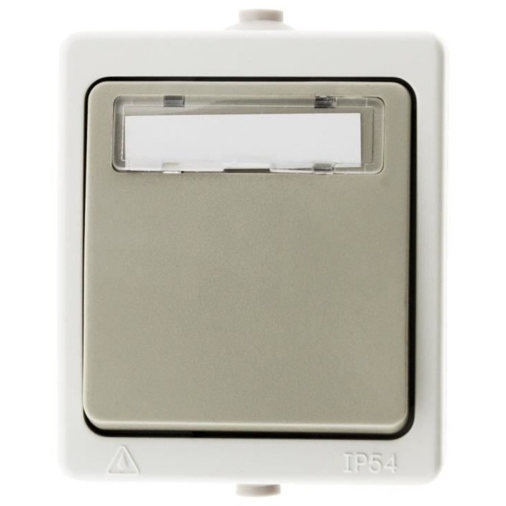 AJ VAPE - Akya - Bouton poussoir porte étiquette - IP54 - Gris clair