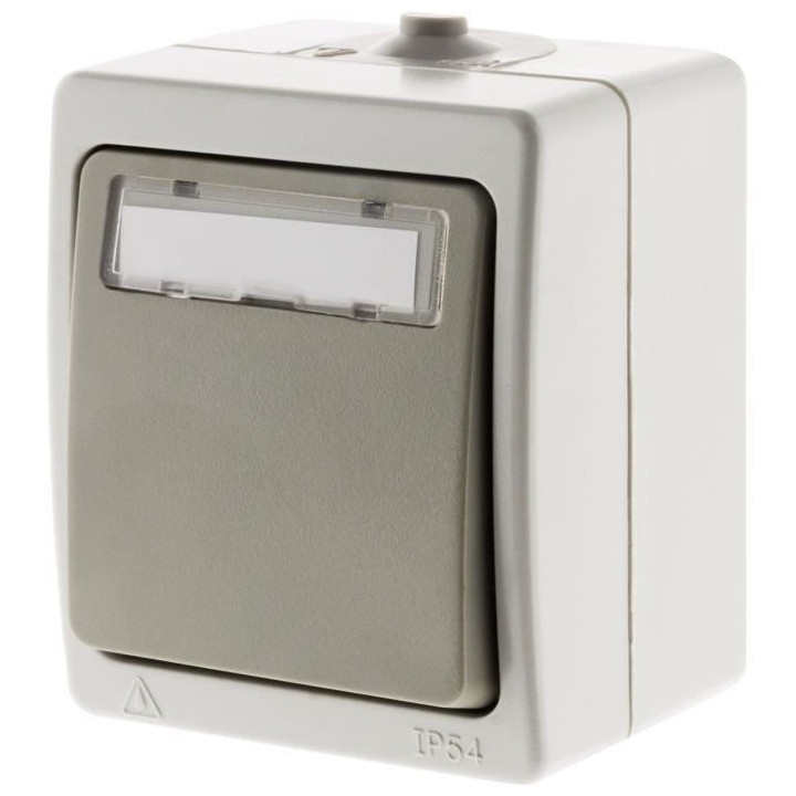 AJ VAPE - Akya - Bouton poussoir porte étiquette - IP54 - Gris clair