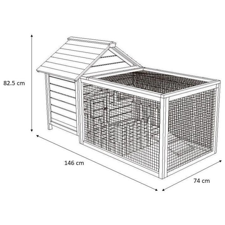 Clapier pour rongeur JOJO - 146 x 74 x 82.5 cm - Bois