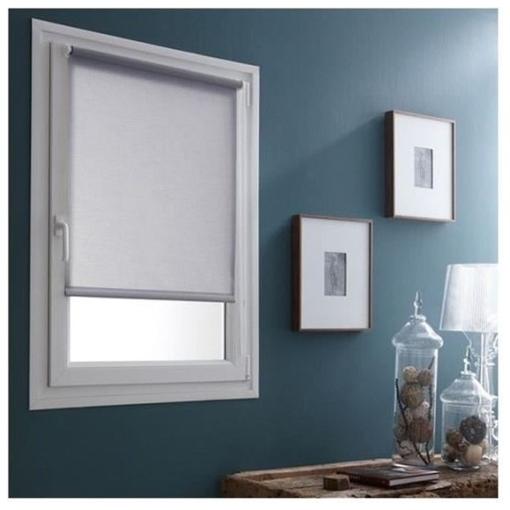 MADECOSTORE Store Enrouleur Tamisant Uni Sans percer - Gris clair - L5