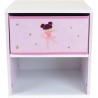 Chevet avec tiroir / Table de nuit pour enfant Danseuse Ballerine - FUN HOUSE - H.36 X L. 33 X P. 30 cm