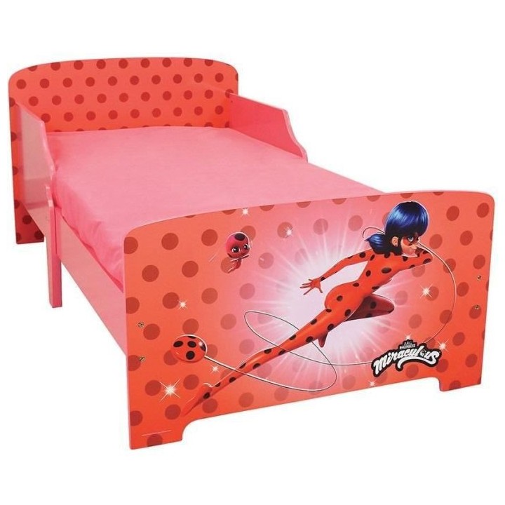 Fun house miraculous ladybug lit avec sommier a lattes 140x70 cm