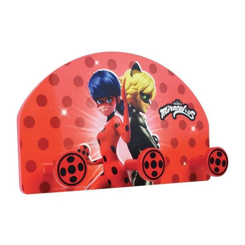 Fun house miraculous ladybug porte manteau pour enfant h.37 x l.21.5 x p.68 cm