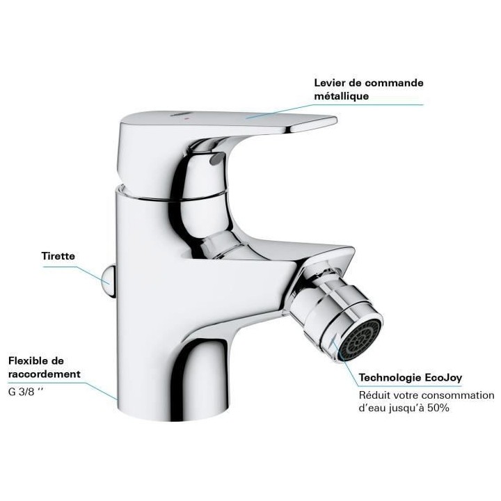 GROHE Mitigeur monocommande bidet Start Flow, chromé, 23770000