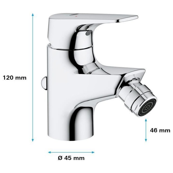 GROHE Mitigeur monocommande bidet Start Flow, chromé, 23770000