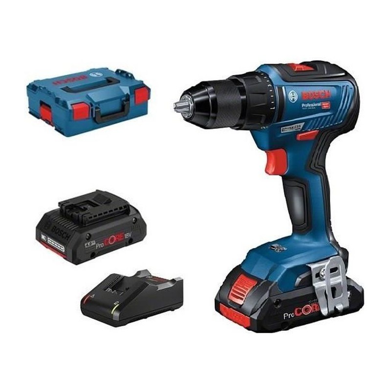 Perceuse-visseuse 18V GSR 18V-55 Professional + 2 batteries Procore 4Ah + chargeur + coffret L-BOXX - BOSCH - 06019H5204