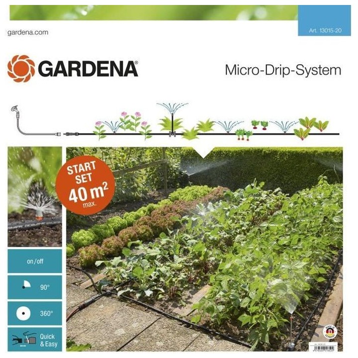 GARDENA Kit complet d'arrosage goutte-a-goutte pour massifs et potager