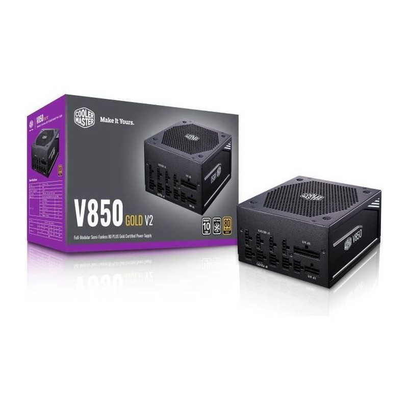 COOLER MASTER V850 Gold V2 - Alimentation 850W 100% modulaire & 40% fanless (Certifiée 80 Plus GOLD Garantie 10 ans)