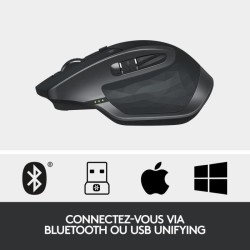 Logitech - MX Master 2S Souris sans Fil, Multi-Dispositifs, Bluetooth ou 2,4GHz Récepteur USB Unifying