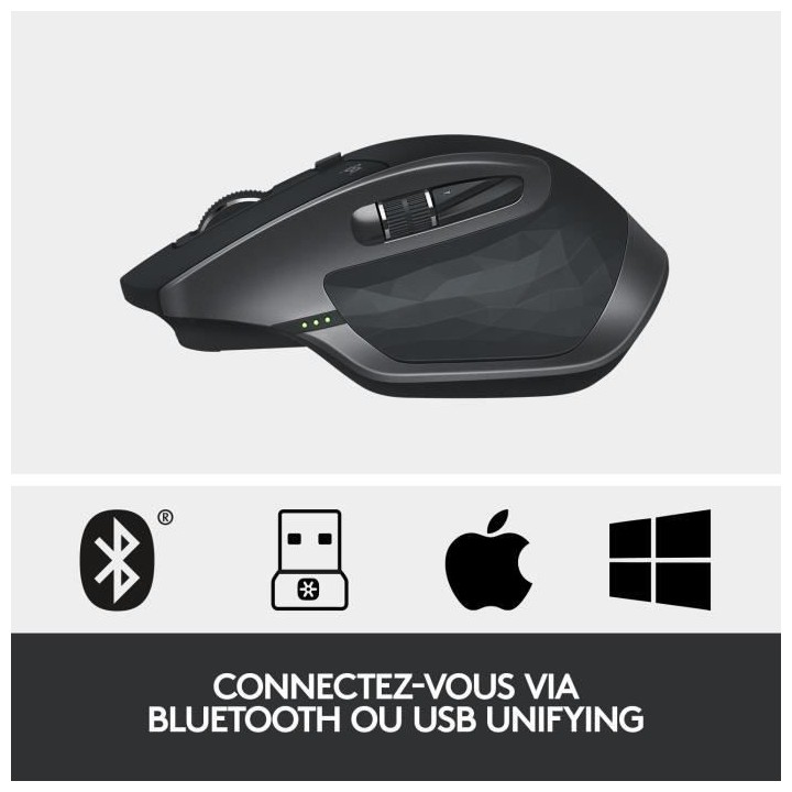 Logitech - MX Master 2S Souris sans Fil, Multi-Dispositifs, Bluetooth