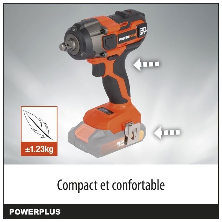 Boulonneuse a chocs sans fil 20V 220Nm + couple variable - DUAL POWER