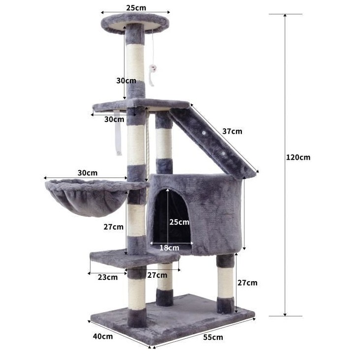 Arbre a chat MARIE - 40x55x120cm - Gris