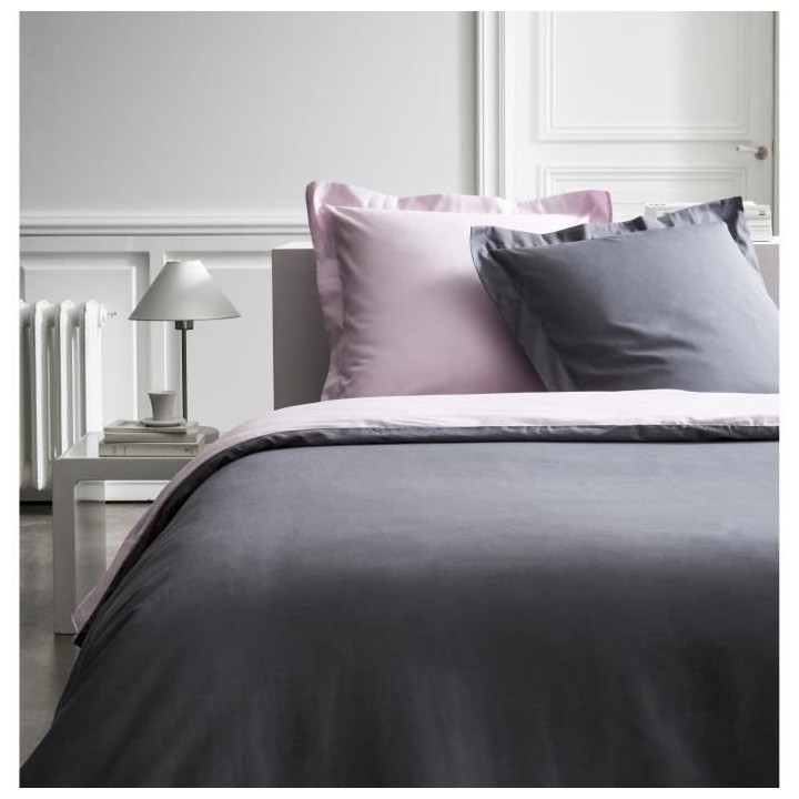 TODAY Parure de lit 220X240 2 personnes Percale bicolore rose PREMIUM