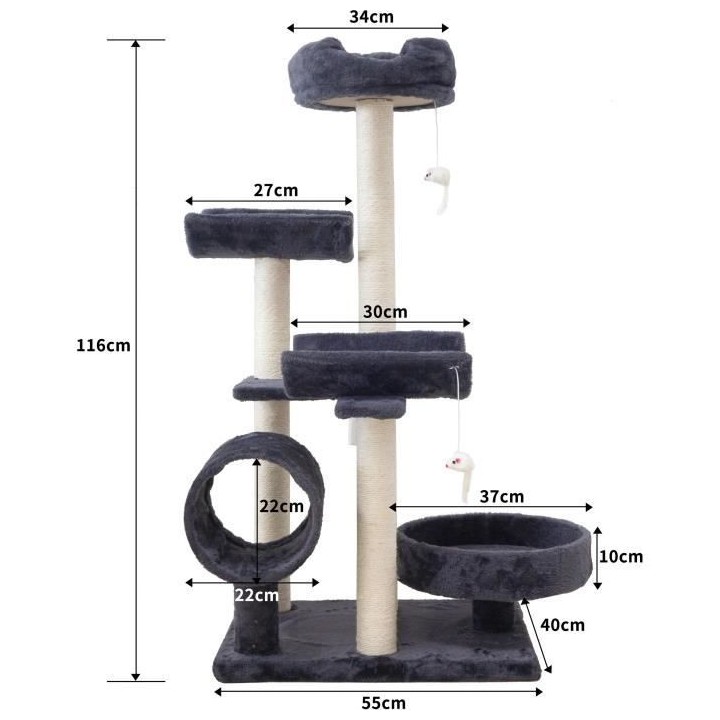 Arbre a chat GARFIELD - 55x40x116 cm Gris