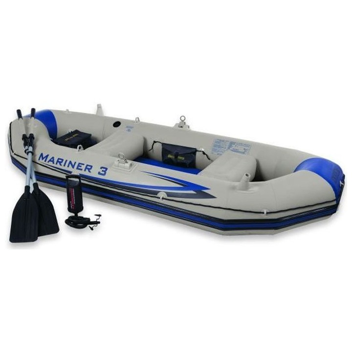 INTEX Set Bateau Mariner 3 - 3 personnes - Gris