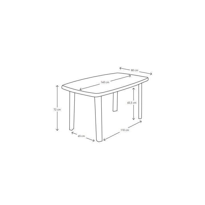 Table de jardin rectangulaire Sorrento - 6 places - 140 x 80 x 72 cm -