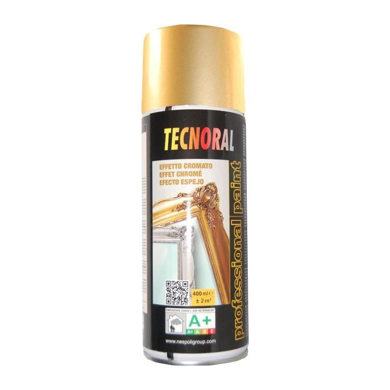 TECNORAL - Bombe de peinture aérosol - Effet Chromé Argent