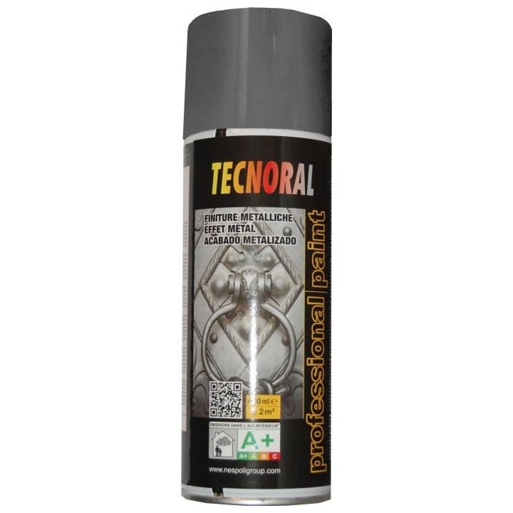 TECNORAL - Bombe de peinture aérosol - Argent Métallisé