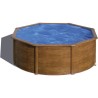 GRE - Kit Piscine ronde acier Ø3,70m x H: 1,22m - Imitation bois - Filtration a cartouche (livrée avec filtre a cartouche + é