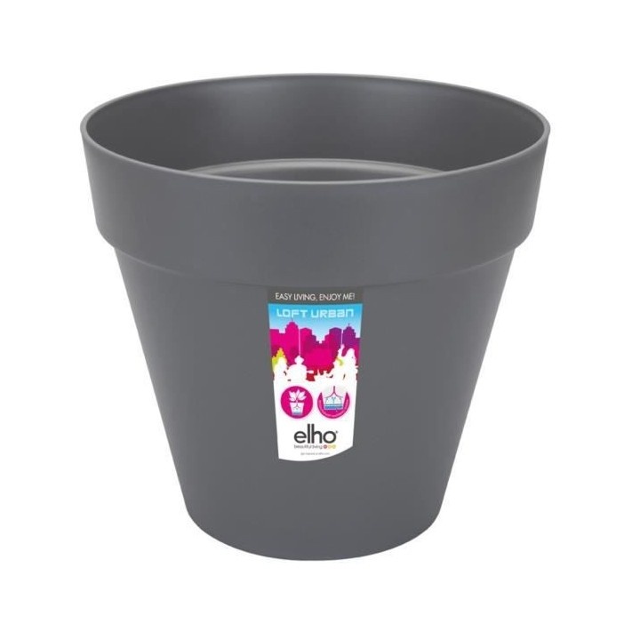 ELHO Pot de fleurs rond avec roues Loft Urban - Ø 40 cm - Gris anthra