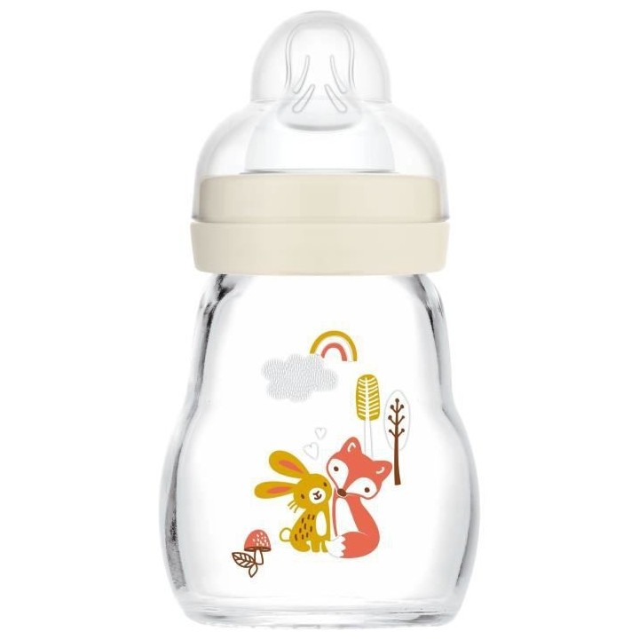 MAM Biberon Verre +0m Hérisson Blanc 170ml