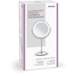 Miroir - BABYLISS 9436E - Rotatif 2 faces - 19 cm de diametre - Eclairage ambiant doux