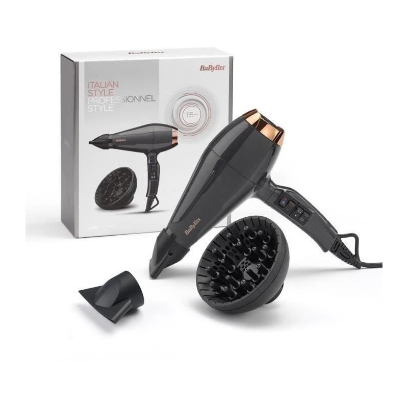 Seche-cheveux Babyliss P1315E - Moteur professionnel AC - Diffuseur et 2 concentrateurs inclus - 2200W