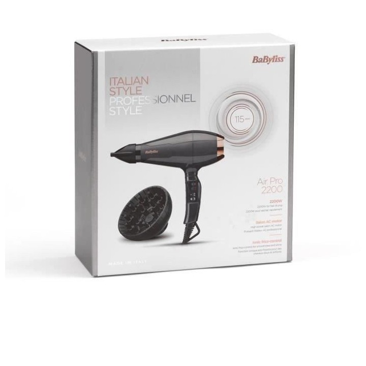 Seche-cheveux Babyliss P1315E - Moteur professionnel AC - Diffuseur et