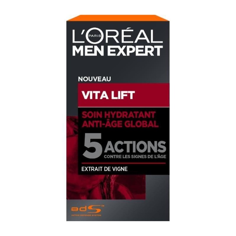 Soin Hydratant Anti-Age Men Expert L'OREAL PARIS Skincare Vita Lift - Global 5 Actions - 50 ml